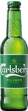 bottle carlsberg pilsner beer on grey background from the front